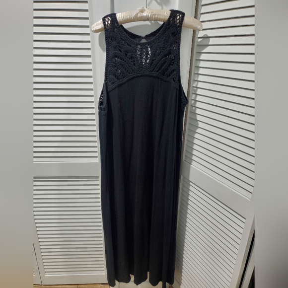 J.Jill 2X Black Crochet Detail Sleeveless Maxi Dress - Picture 1 of 6